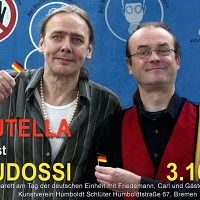 Plakat f&uuml;r Lesekabarett NUTELLA K&Uuml;SST NUDOSSI am Tag der Deutschen Einheit 2012