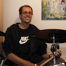 Wolfgang Hellbr&uuml;ck bei der Aufnahme der CD NIX ZU LACHEN, Juli 2009